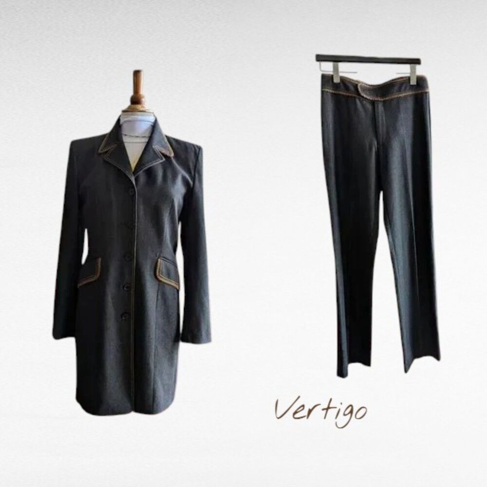 Vtg   Vertigo Paris long length lapel blazer with pants suit   Sz M